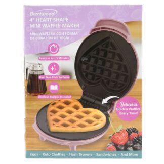 Brentwood Mini Waffle Maker Heart Shaped Pink