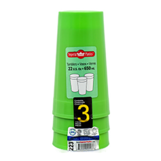 Plastic Tumbler 3 Pk 22 Oz Asst Clr