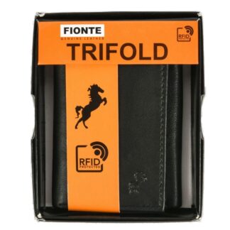 Fionte Men Wallet Black Tri Fold Rifd