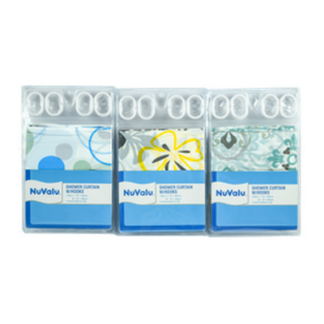Nuvalu Shower Curtain & Hooks 70"X70" W/Asst Designs