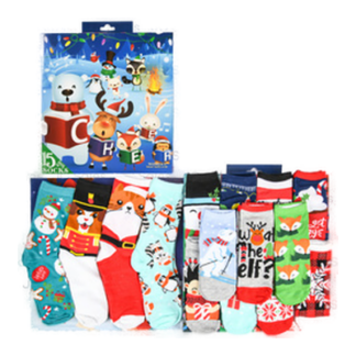 Hx 15 Pairs Socks Set- Christmas Critters