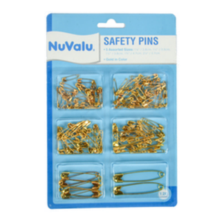 Nuvalu Safety Pins Mix 120Ct Gold Color W/Blister