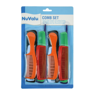 Nuvalu Comb Set 12Pc  Plastic Bright Color W/Blister