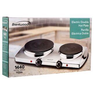 Electric Double Burner Hotplate Chrome Finish