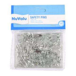 Nuvalu Safety Pins Small Size 120Ct Silver Color W/Plastic Box