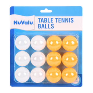 Nuvalu Ping Pong Ball 12 Pc W/2 Assted Clr