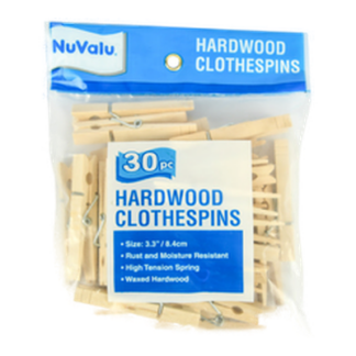 Nuvalu Clothespin 30Ct Wood Deluxe