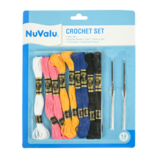 Nuvalu Crochet Needle 2Pc&Thread 5 Color / 12Pc W/Blister