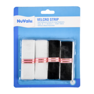 Nuvalu Velcro Strip 4 Pc White & Black