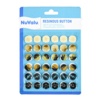 Nuvalu Button Resinous 36 Ct 15Mm Asst Clr