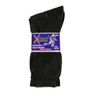 Sport Socks Men 2 Pair Crew All Black 10-13