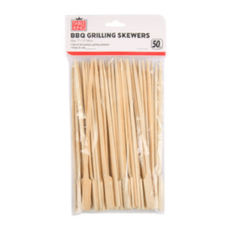 Table King Bbq Skewer Bamboo 50Pcs 7" W/Grip