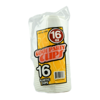 Plastic Cup 16 Oz 16Ct White Clr