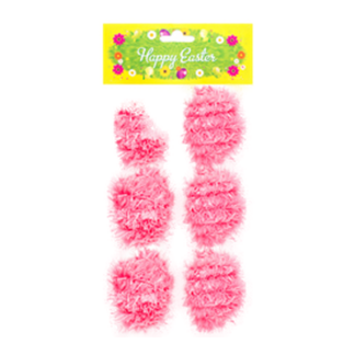 He Eggs Foam & Garland 6Cm 6Pcs W/Asst Clrs