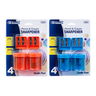 Bazic Pencil Sharpener 2Pc Dble Blade W/ 2Pc Rd Receptacle