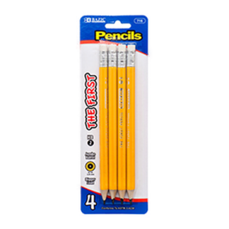 Bazic Pencil #2 4Pc W/ Eraser Jumbo