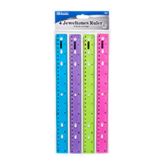 Bazic Ruler 4Pc Plastic Transparent Asst