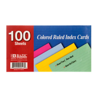 Bazic Index Card 3X5 100Ct Color