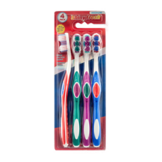 Shiny Fresh Toothbrush  W/ Soft Grip 4Pk