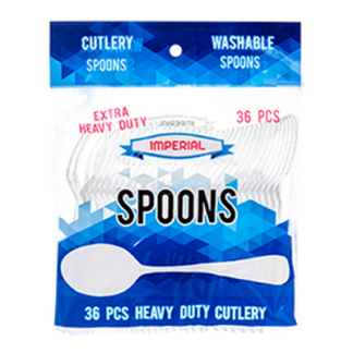 Imperial Plastic Spoon Clear 36 Ct Extra Heavy Duty