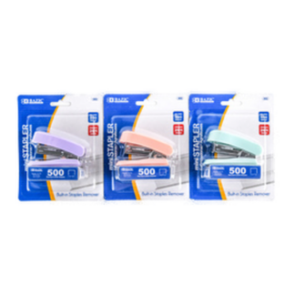 Bazic Stapler W/Grip & Staples 500Pc 3 Asst Color #602