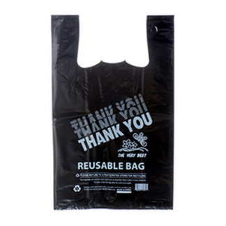 Shopping Bag Thankyou Reusable/Blk 200Pc 13X7X21