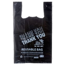 Shopping Bag Thankyou Reusable/Blk 200Pc 13X7X21