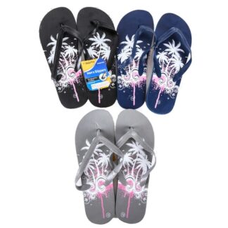 Hs Sandal Men'S Flip Flop W/Palm Trees 7-12 Asst Color